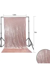 Neel Blue Shiny Fabric Sequin Backdrop Glitter Curtain, Rose Gold - 4ft x 9ft