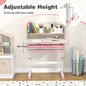 Costway Kids Study Desk Height Adjustable Children Writing Table w/ Tilt Desktop