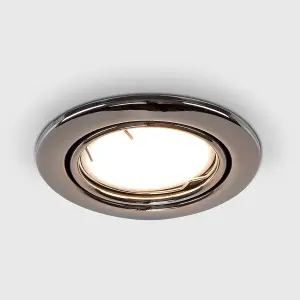 ValueLights Downlight Tiltable Fire Rated Black Chrome Ceiling Light Fitting Single Pack