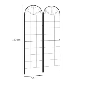 Outsunny Set of 2 Metal Trellis for Climbing Plants, Grid Design, 50 x 180cm