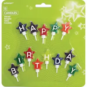 Amscan Stars Happy Birthday Candle (Pack of 13) Multicoloured (One Size)