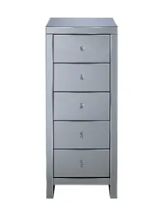 Birlea Seville 5 Drawer Narrow Chest Mirrored