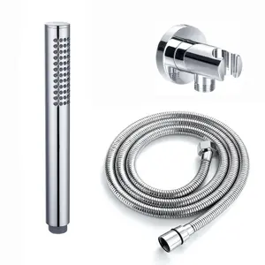 ENKI Chrome Round Pencil Silicone Jet Hand Shower with Hose & Wall Bracket EO017