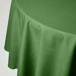 Homescapes Plain Cotton Dark Green Tablecloth 178 cm Round