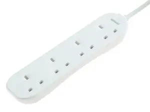 Masterplug Extension Lead White 4 Gang 5 Metre