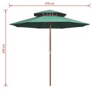 Berkfield Double Decker Parasol 270x270 cm Wooden Pole Green