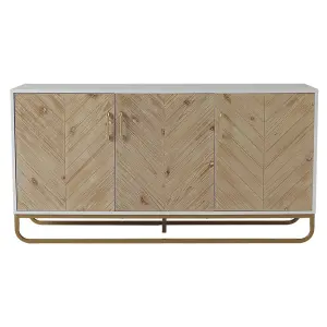 148 x 40 x 76cm Modern Wooden Side Cabinet with Metal Base 3 Doors and Storage Units