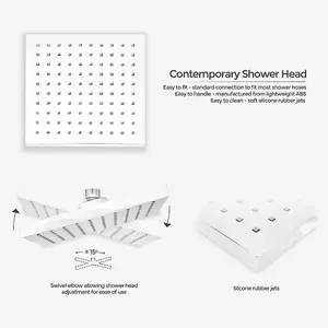 Nes Home Rose 3 Dial 2 Way Square Concealed Thermostatic Mixer Valve Body Jet Shower Head