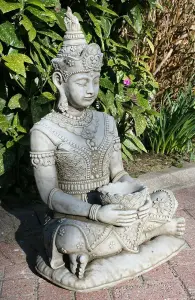 Large Sitting Oriental Thai Stone Buddha Statue