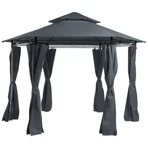 Beliani Mediterranean Gazebo Graphite Grey PORTEL