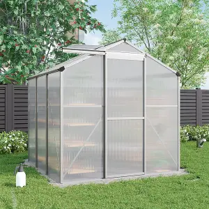 Garden Plants Grow House with Aluminium Frame Large Walk-In Green House with Door and Window, 6x6ft, Sliver