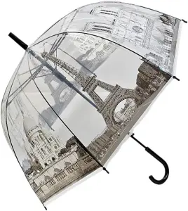 MantraRaj Clear Transparent Printed Umbrella Windproof Rainproof Travel Umbrella Dome Shape Walking Stick Umbrellas