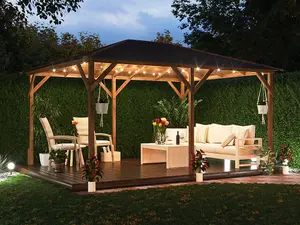 Dunster House Wooden Gazebo Utopia 430 4m x 3m Heavy Duty Garden Shelter and Roof Shingles