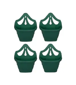 4 x Small 31cm Venetian Wall Planter Basket Garden Pot Plastic Green Colour