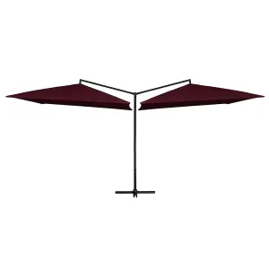 Berkfield Double Parasol with Steel Pole 250x250 cm Bordeaux Red