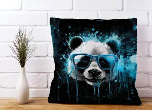 Blue Splashart Panda Face Cushions 45cm x 45cm