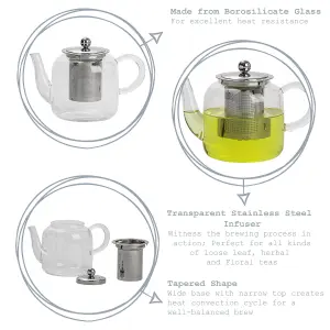 Argon Tableware - Glass Infuser Teapot - 800ml - Clear