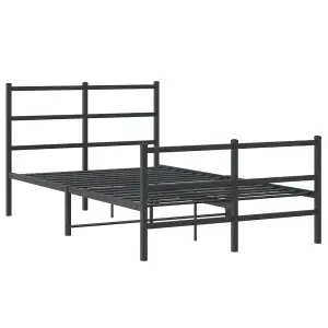 Berkfield Metal Bed Frame without Mattress with Footboard Black 120x190cm