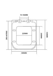 Square Toilet Seat with Top Fix Compatible with RAK Series 600 Adjustable Hinges Soft Close Lid Urea Quick Release, Anti Bacterial