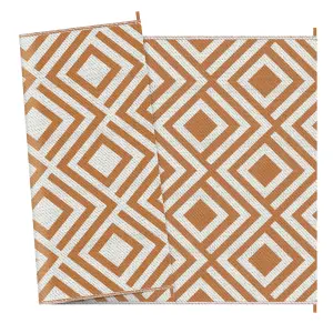 Outsunny Reversible Waterproof Outdoor Rug W/ Carry Bag, 182 x 274 cm, Brown