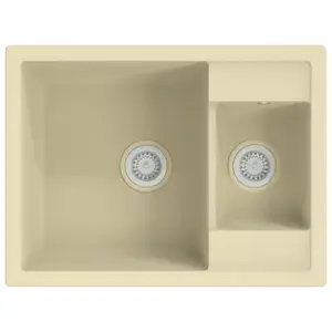 Berkfield Kitchen Sink with Overflow Hole Double Basins Beige Granite