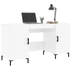 Berkfield Desk High Gloss White 140x50x75 cm Engineered Wood