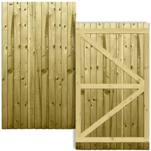 Premier Garden Supplies Pedestrian Gate 180cm (6ft) High x 105cm Wide Feather Edge Flat Top Fully Framed Single Swing Gate