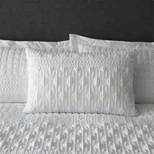 Dunelm Billie Duvet Cover And Pillowcase Set, Art Deco, Size: Single, White, Polycotton