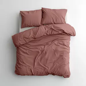 Duvet Cover & Pillowcase Set - Terracotta Orange - Muslin Cotton - Super King