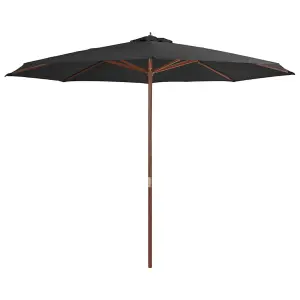 Berkfield Outdoor Parasol with Wooden Pole 350 cm Anthracite