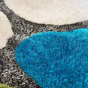 Blue and Green 3D Pebbles Shaggy Rug - Hawaii