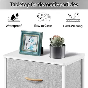 Yaheetech Fabric Chest of Drawers with 4 Drawers Light Grey