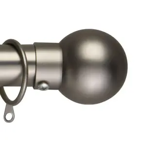 Metal Curtain Pole Set Extends 40cm to 144cm Satin Nickel 25mm Curtain Rail