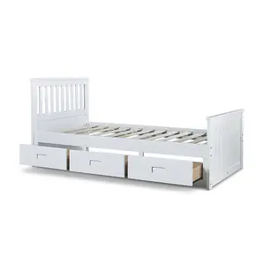 Captain White 3 Drawer Wooden Single Storage Bed