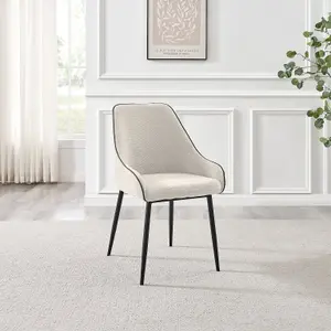 Furniturebox UK Beaumont 2x Cream Fabric Black Leg Dining Chair