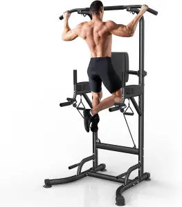 Power Tower Dip Station Pull Up Bar, Adjustable Height Multi-Function Power Tower,Push Up Workout Abdominal Exercise for Home Gym