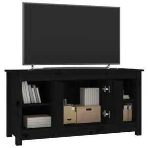 Berkfield TV Cabinet Black 103x36,5x52 cm Solid Wood Pine