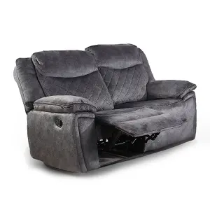 Brianna Grey Full Fabric Manual Reclining Sofa Suite