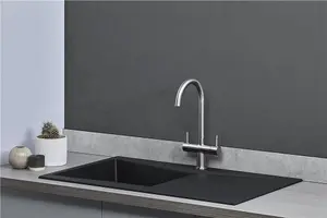 Liquida SEV860BL 1.0 Bowl Composite Reversible Black Kitchen Sink And Waste Kit