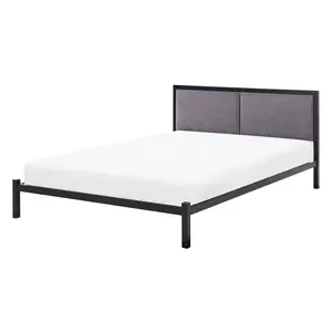 Metal EU Double Size Bed Grey CLAMART