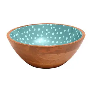 Dexam Sintra Mango Wood Spotted Salad Bowl Duck Egg