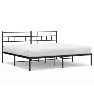 Berkfield Metal Bed Frame with Headboard Black 183x213 cm