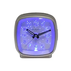 Analogue Quartz Movement / Crystal Alarm Tabletop Clock in Silver