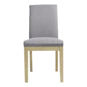 Dining Chair Set of 2 Modern Grey Linen Upholstered Dining Chairs