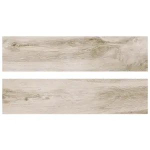 Glade Matt Beech Wood Effect Porcelain Outdoor Tile - Pack of 2, 0.72m² - (L)1205x(W)300