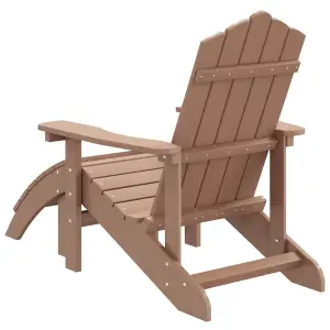 Berkfield Garden Adirondack Chair with Footstool HDPE Brown