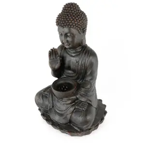 Solar Powered Garden Outdoor Water Feature Meditating Buddha with Bowl & Pump