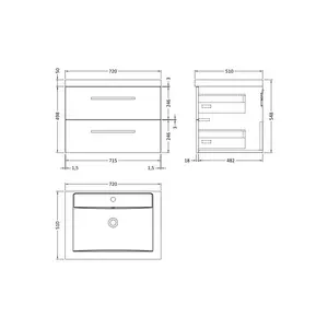 Lehman 720mm Wall Hung Single Vanity White Gloss