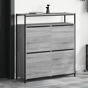 Berkfield Shoe Cabinet with 4 Flip-Drawers Grey Sonoma 100x34x112 cm