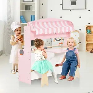 Costway 2-in-1 Kids Play Kitchen & Restaurant Pretend Double-sided Role Play Cooking Toy